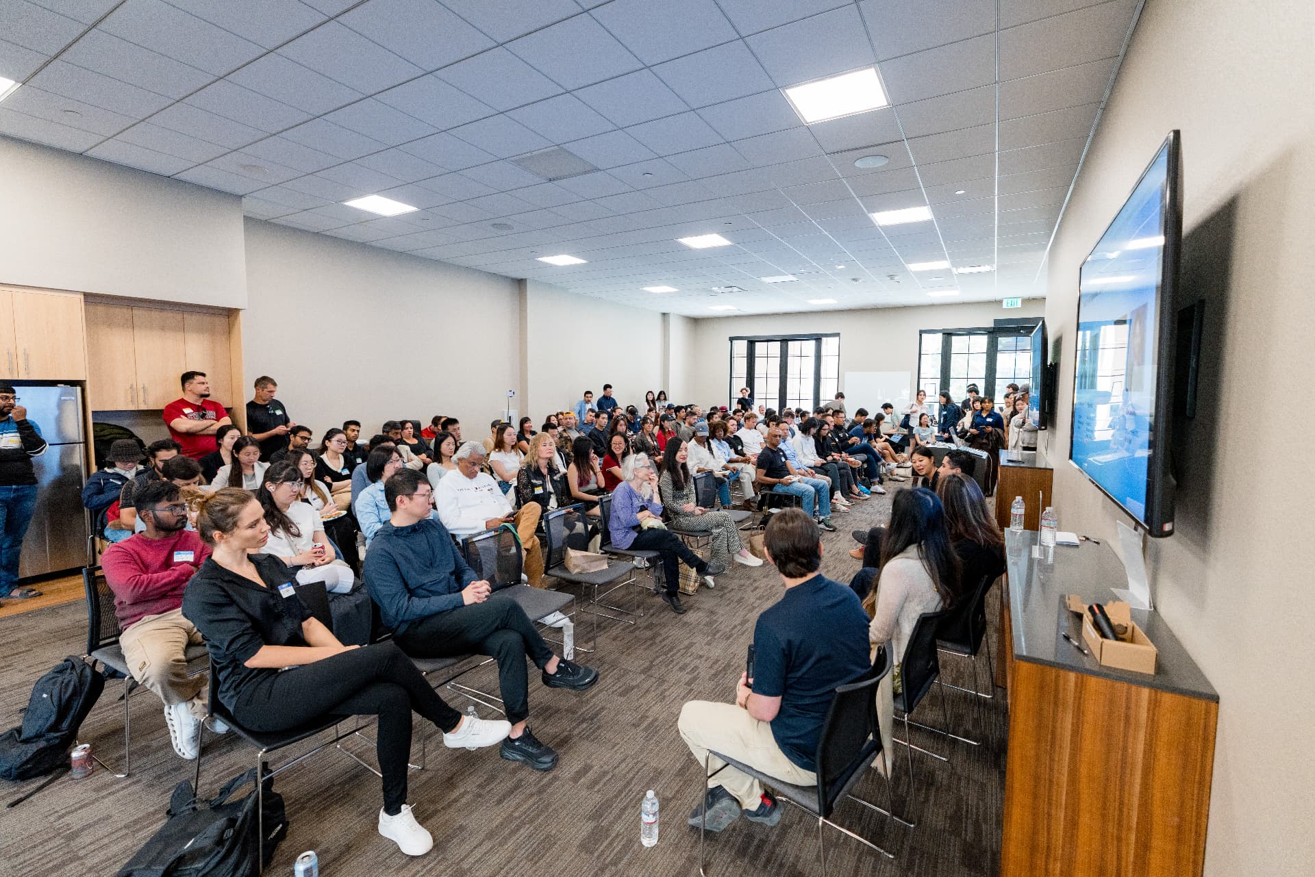 A full room of attendees at the Care at a Distance event at Stanford, October 10